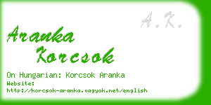 aranka korcsok business card